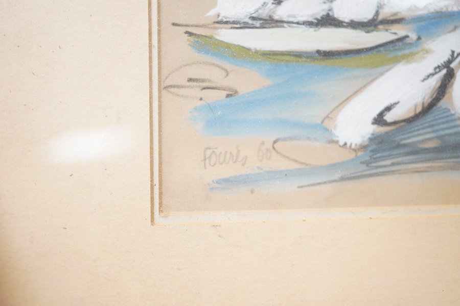 20th century, Continental School, Landscape, indistinctly signed Foures? dated '60, gouache, 15 x 20cm